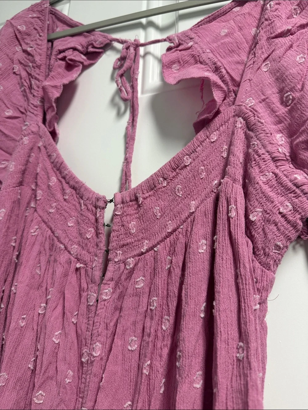 Mauve Pink Maxi Dress with Puff Sleeves FREE PEOPLE Size Large LIKE NEW